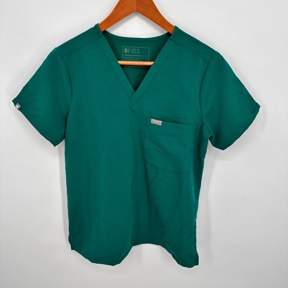 FIGS Technical Collection Catarina Green V-Neck Scrub Top // S - Picture 1 of 6